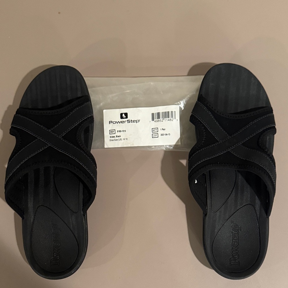 PowerStep Black Recovery Slide Sandals